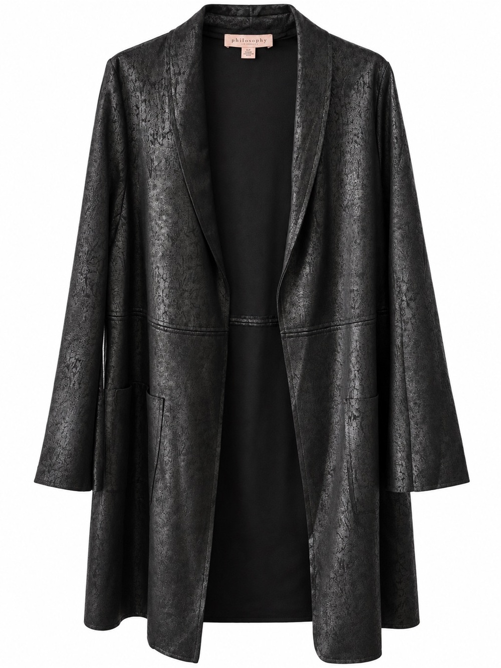 Philosophy Republic Black Faux Suede Longline Coat Jacket L
